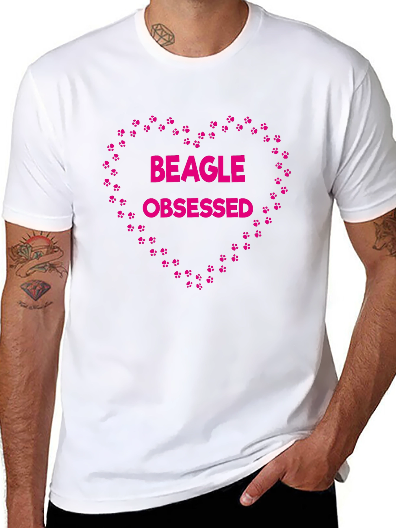 Beagle Obsessed Heart Paw Print T-Shirt