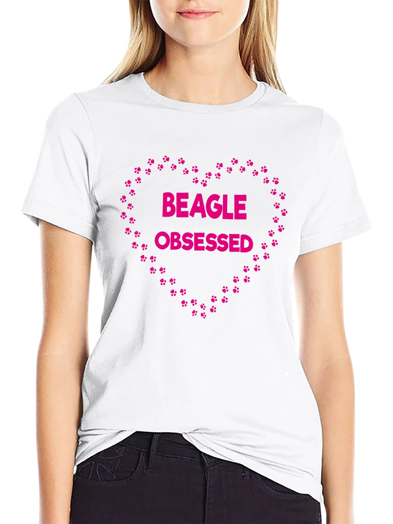 Beagle Obsessed Heart Paw Print T-Shirt