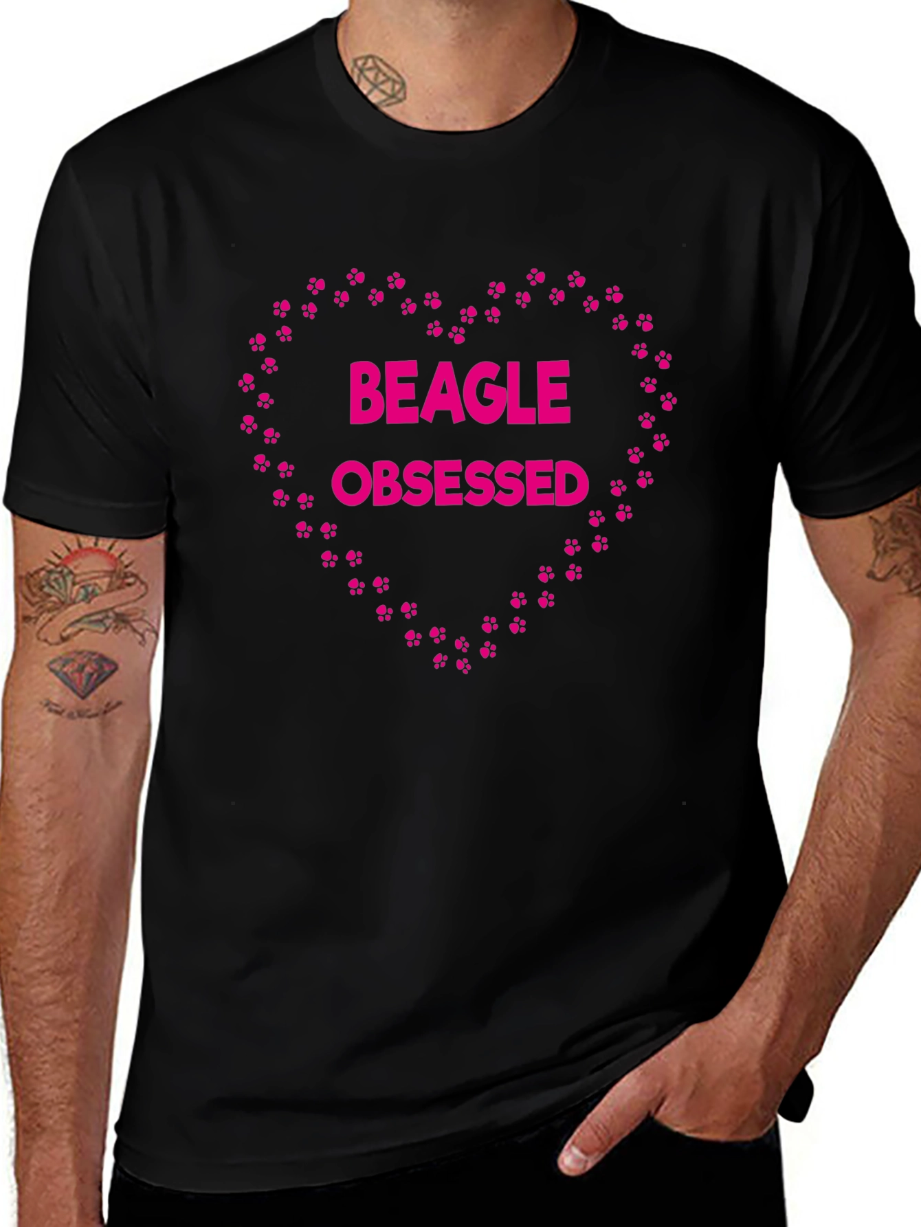 Beagle Obsessed Heart Paw Print T-Shirt