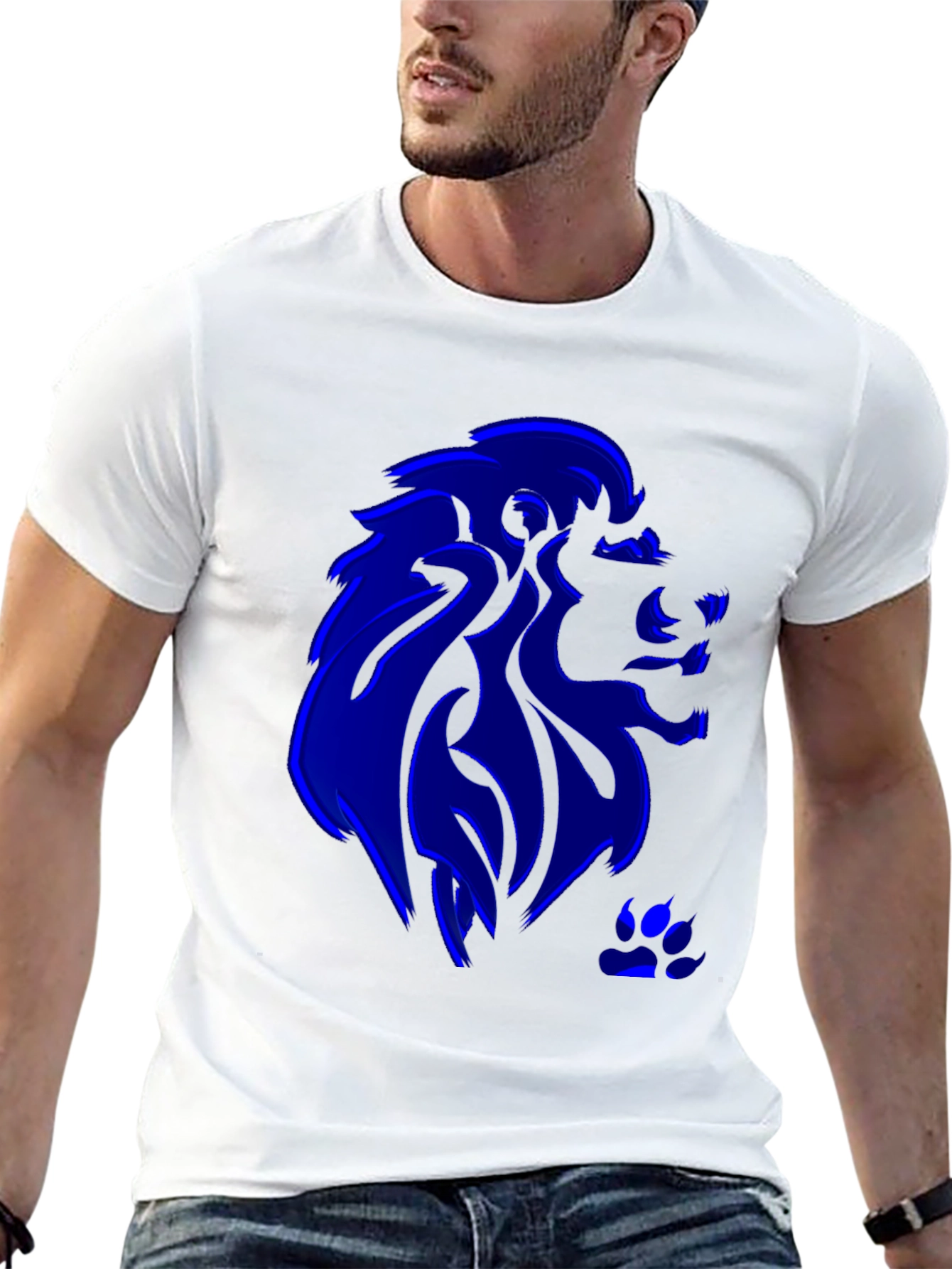 Blue Lion Graphic Black T-Shirt