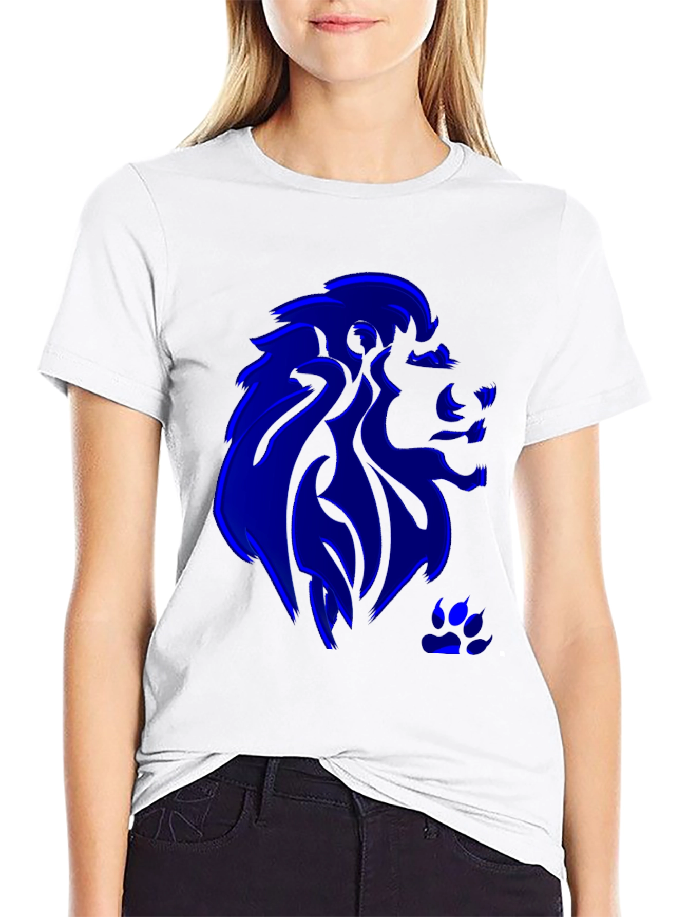 Blue Lion Graphic Black T-Shirt