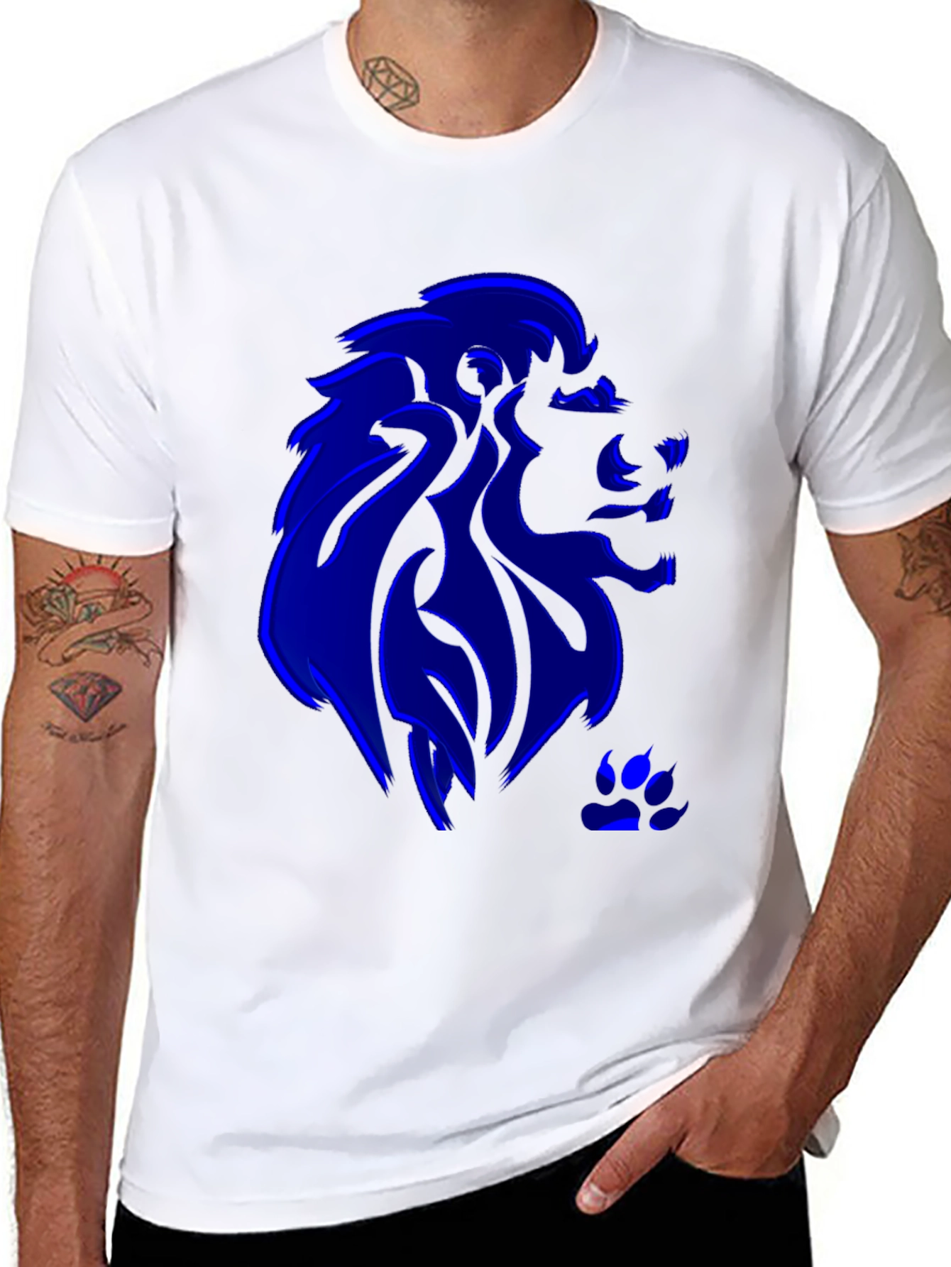 Blue Lion Graphic Black T-Shirt