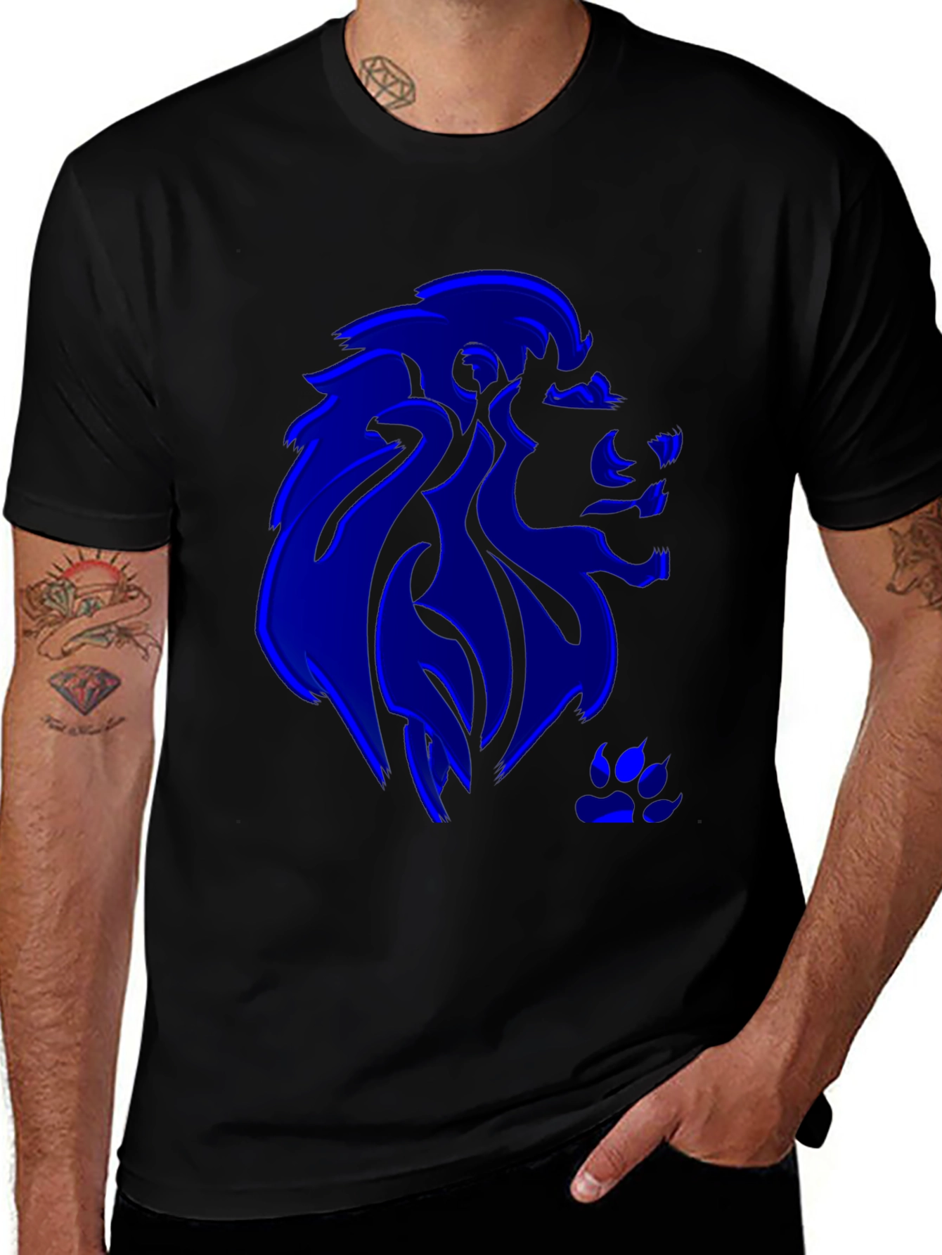 Blue Lion Graphic Black T-Shirt