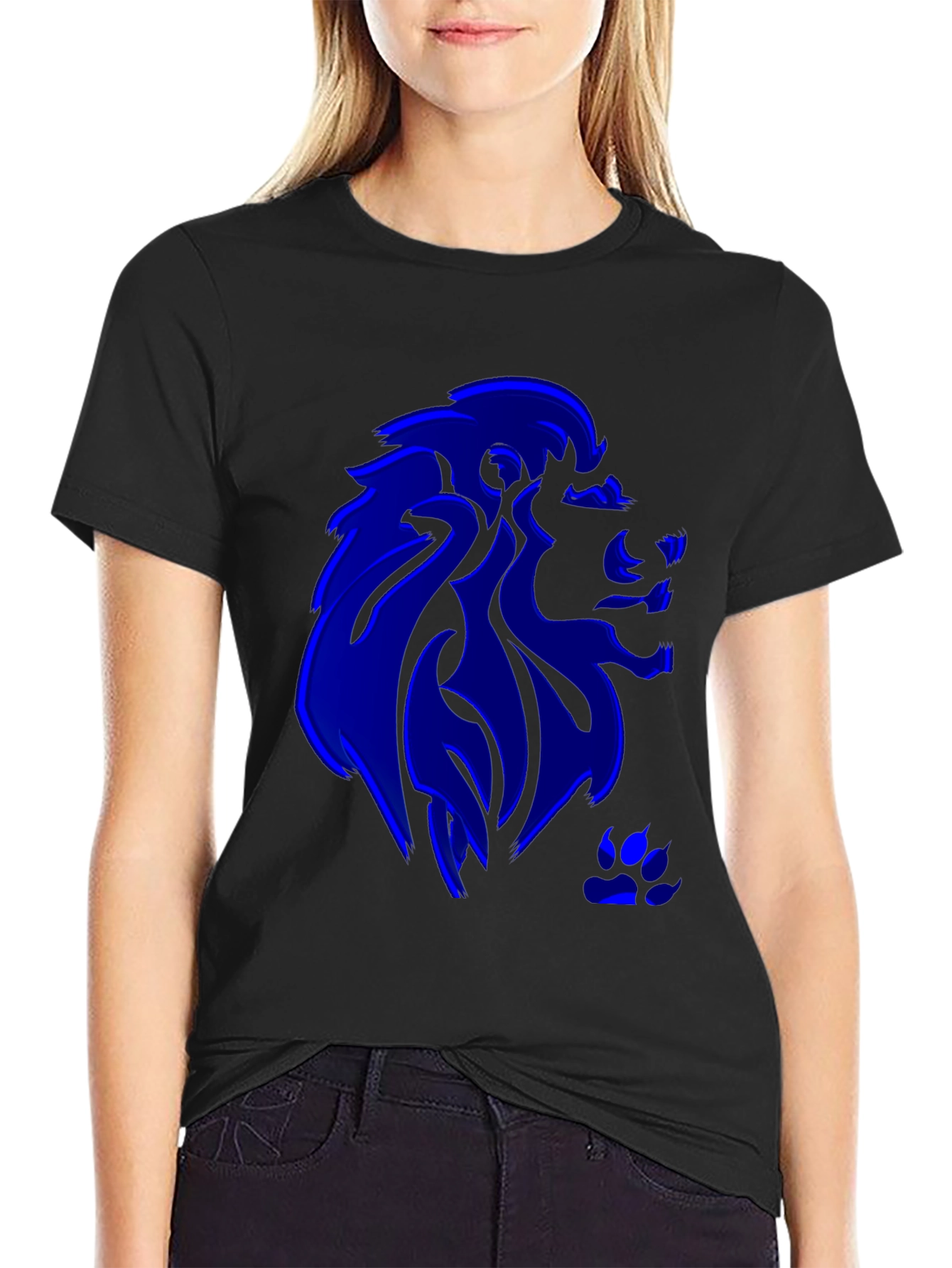 Blue Lion Graphic Black T-Shirt