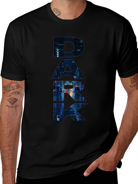 Dark Cityscape Graphic Black T-Shirt