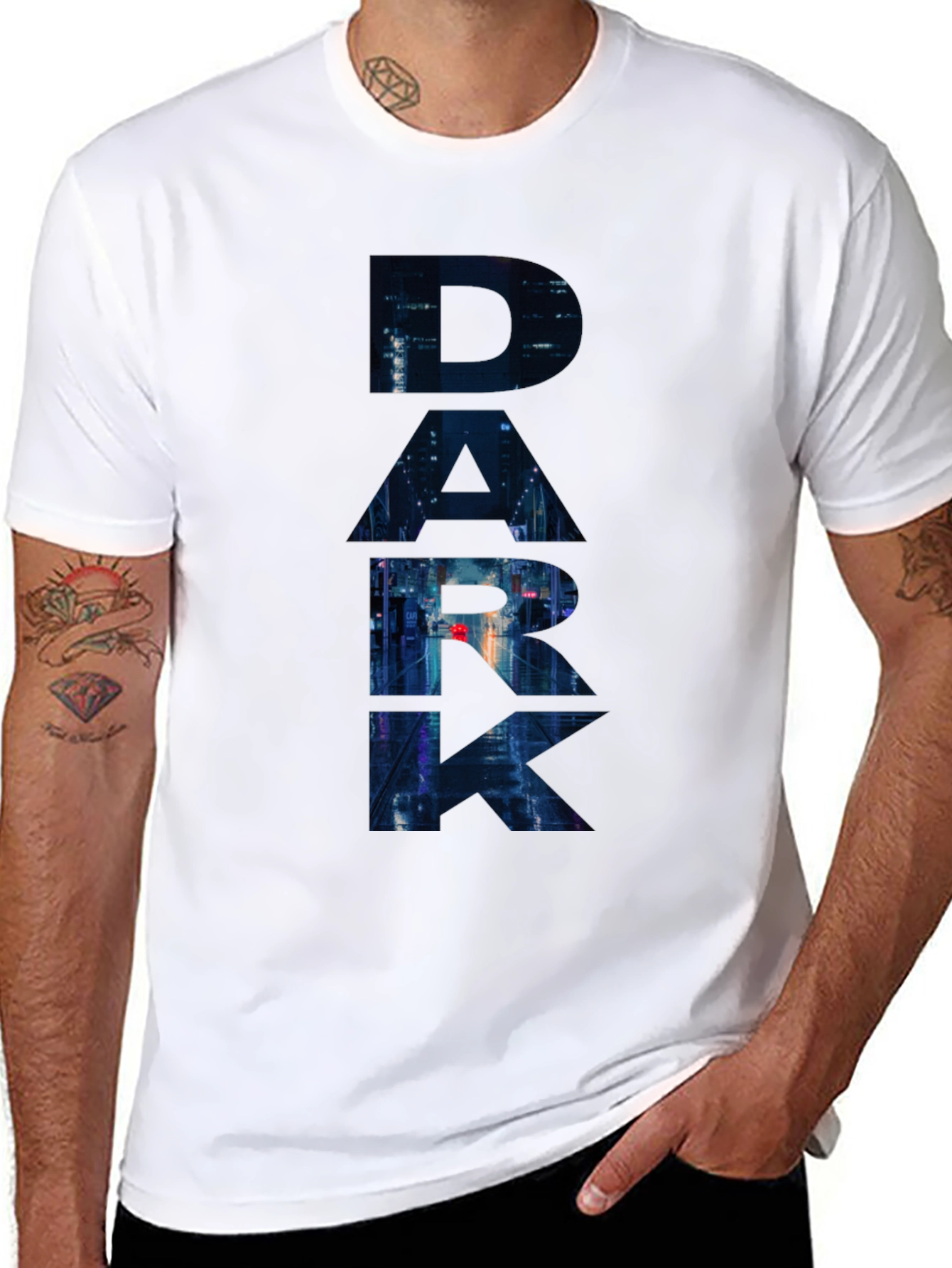 Dark Cityscape Graphic Black T-Shirt
