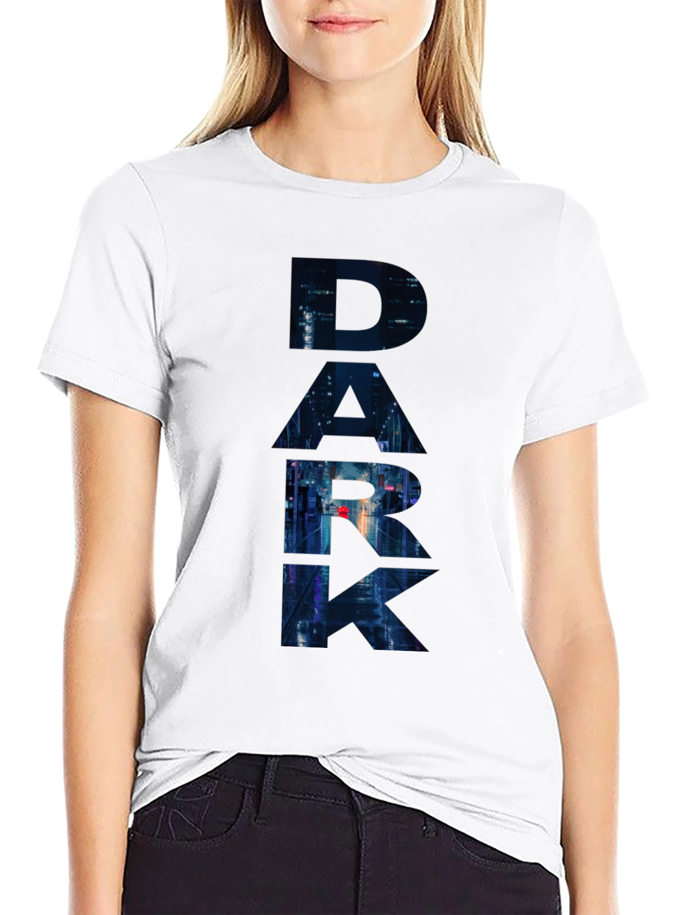 Dark Cityscape Graphic Black T-Shirt