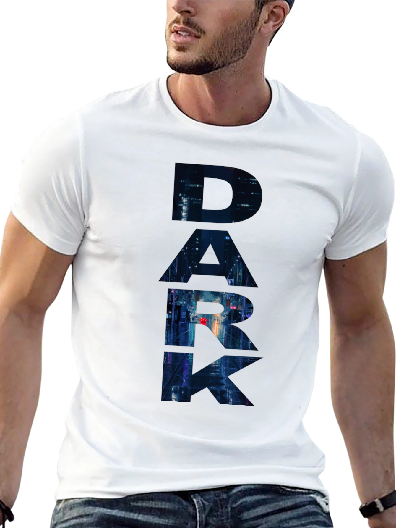 Dark Cityscape Graphic Black T-Shirt