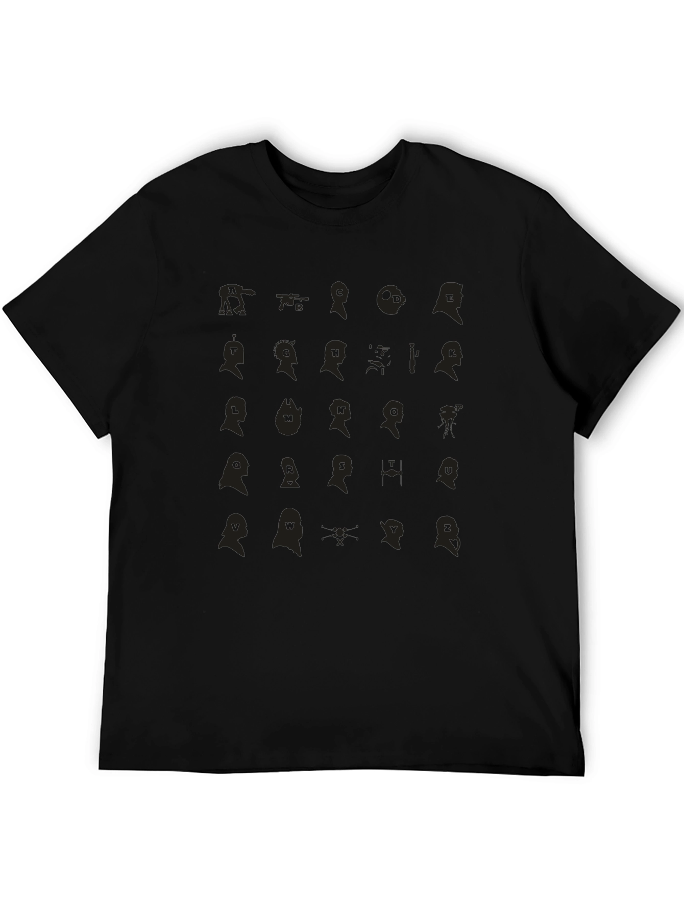 Unique Silhouette Pattern Black T-Shirt