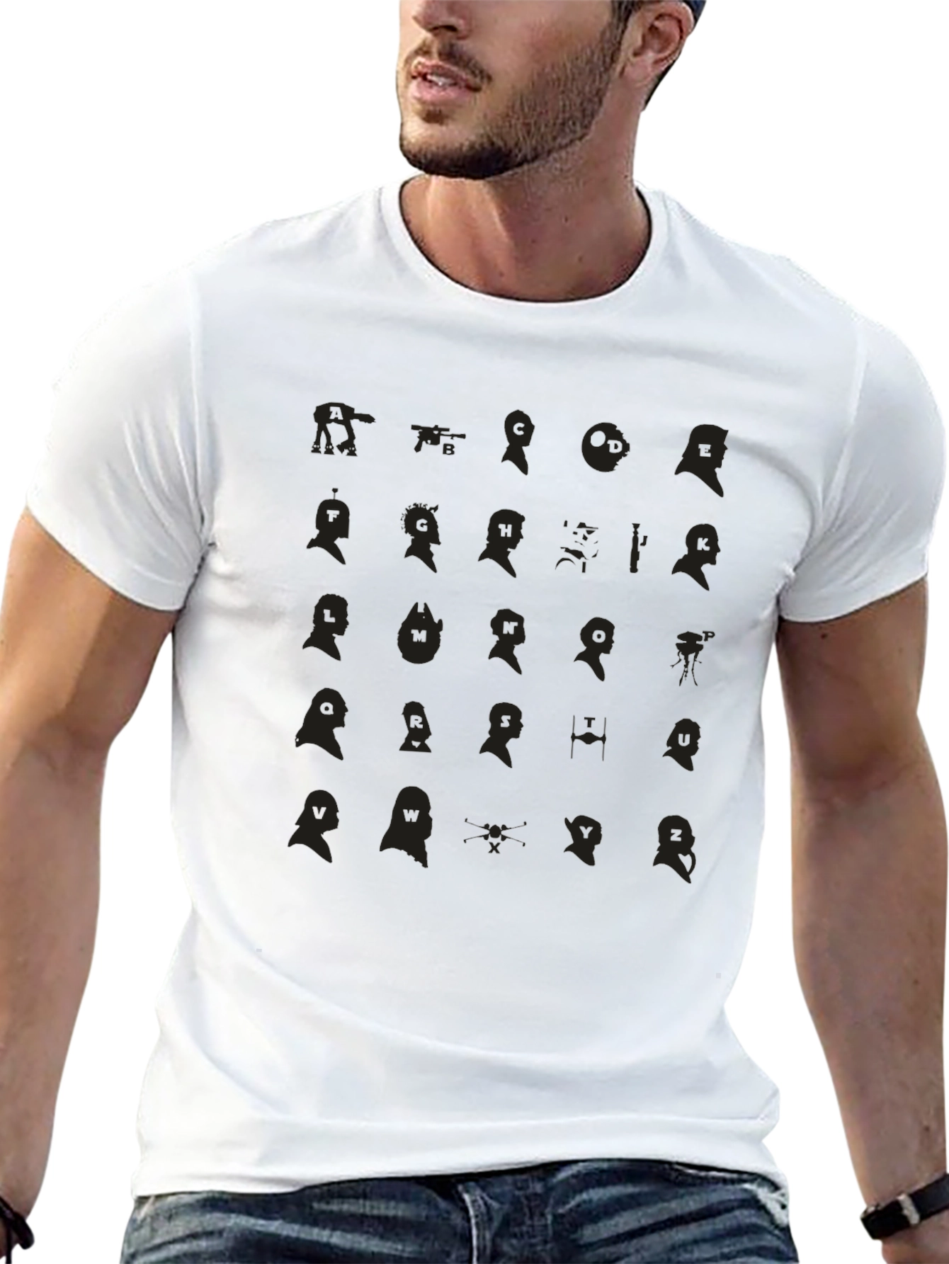 Unique Silhouette Pattern Black T-Shirt