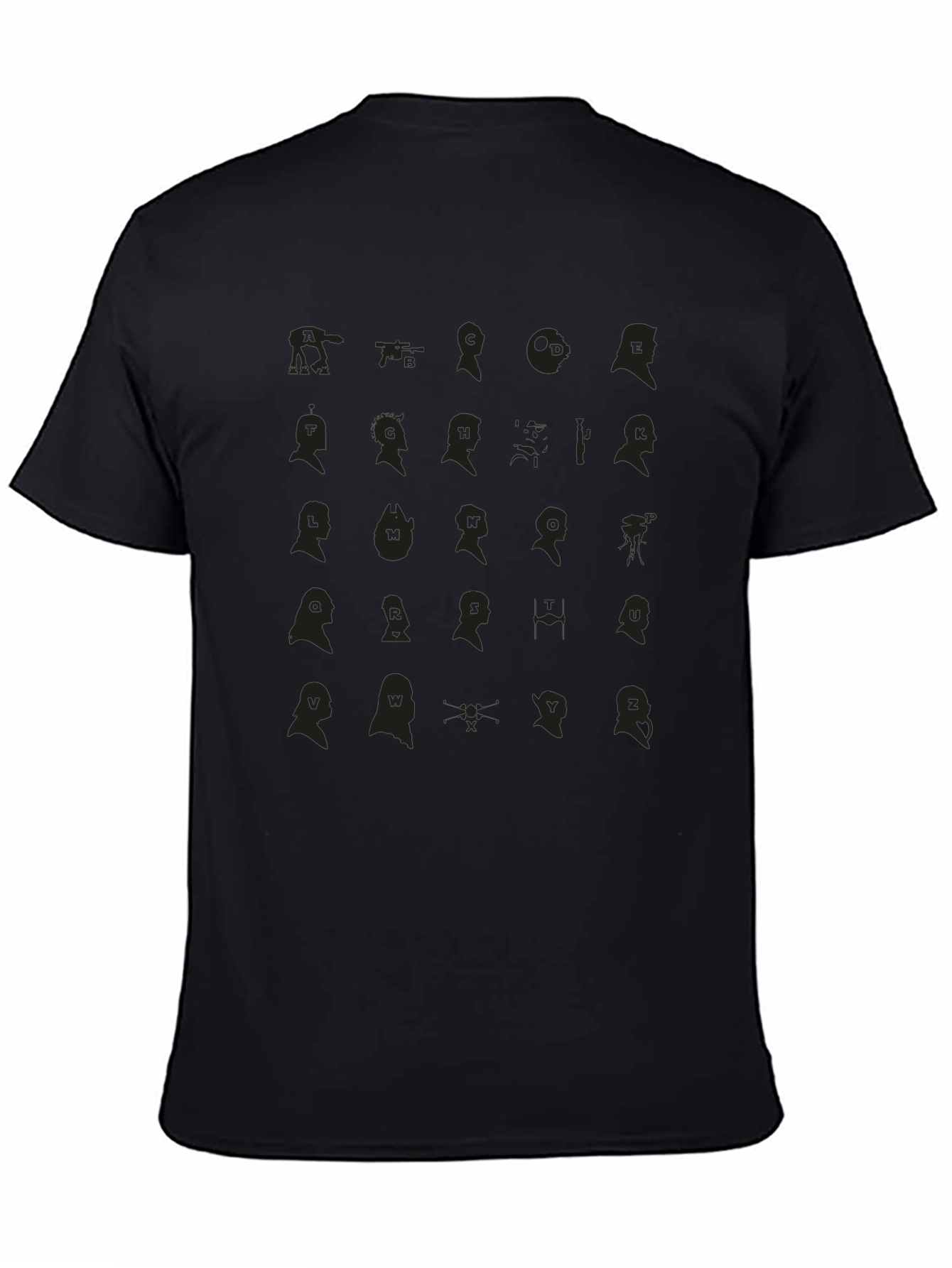 Unique Silhouette Pattern Black T-Shirt