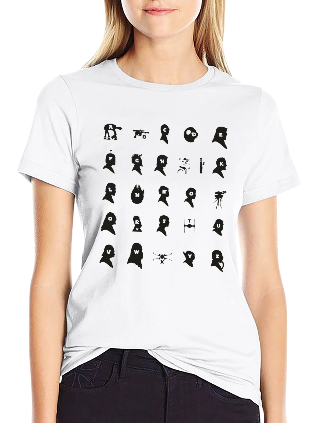 Unique Silhouette Pattern Black T-Shirt
