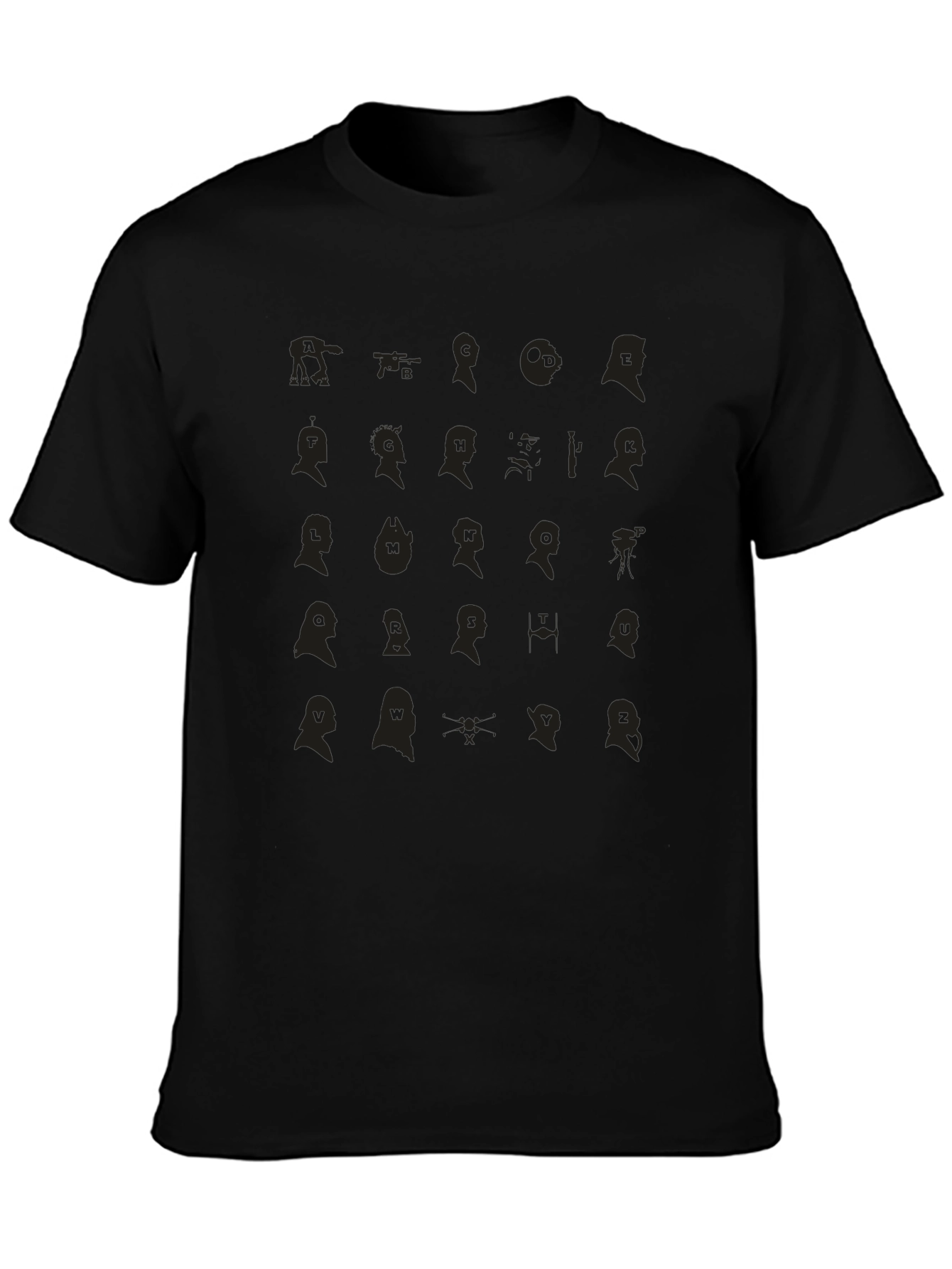 Unique Silhouette Pattern Black T-Shirt