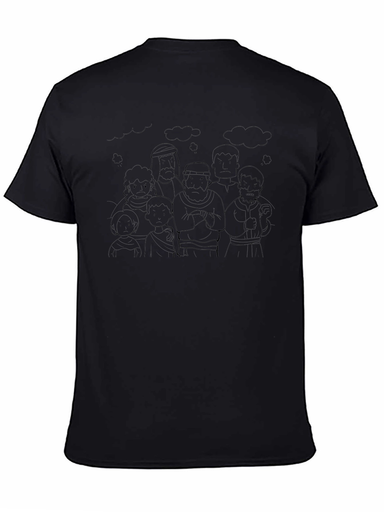 Cartoon Angry Mob Black T-Shirt