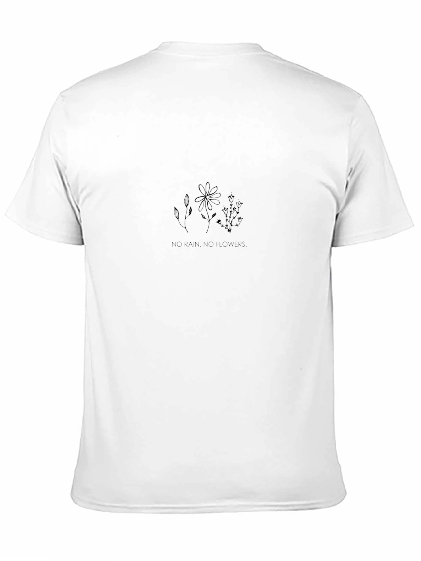 Mens Black Graphic Tee - No Rain No Flowers