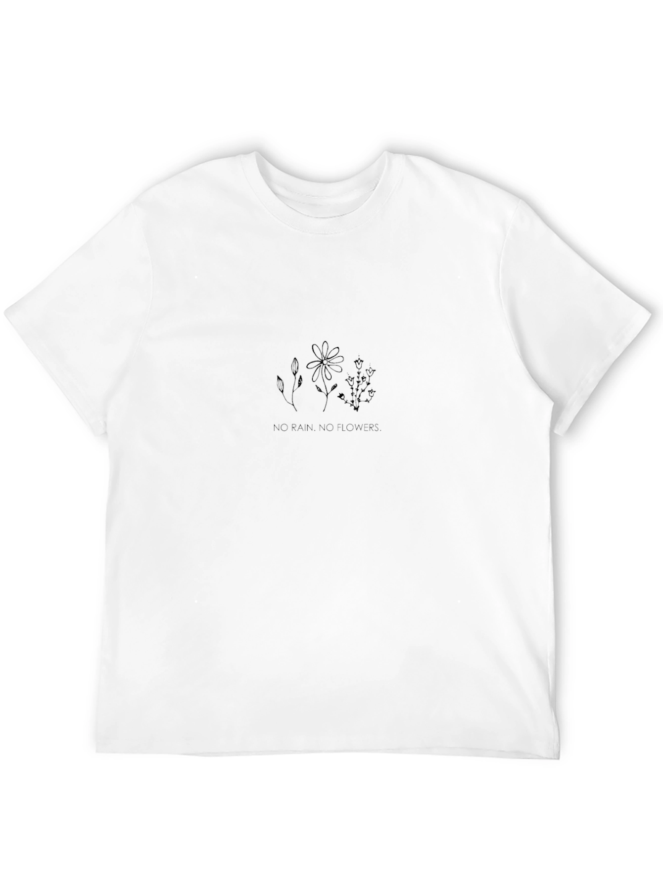 Mens Black Graphic Tee - No Rain No Flowers
