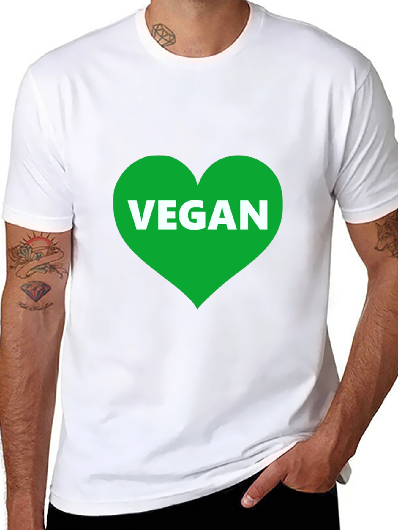 Vegan Heart T-Shirt - Black Graphic Tee
