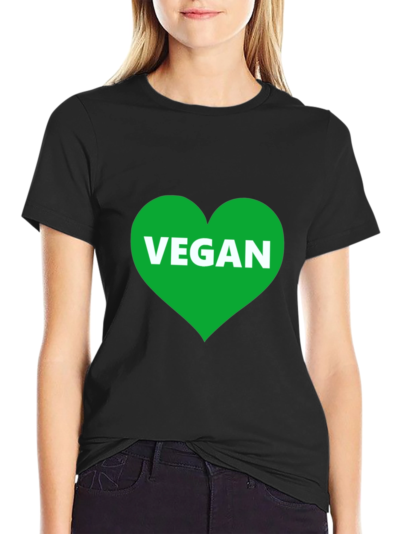 Vegan Heart T-Shirt - Black Graphic Tee