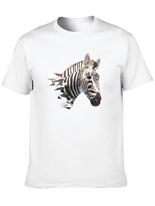 Geometric Zebra Print Black T-Shirt
