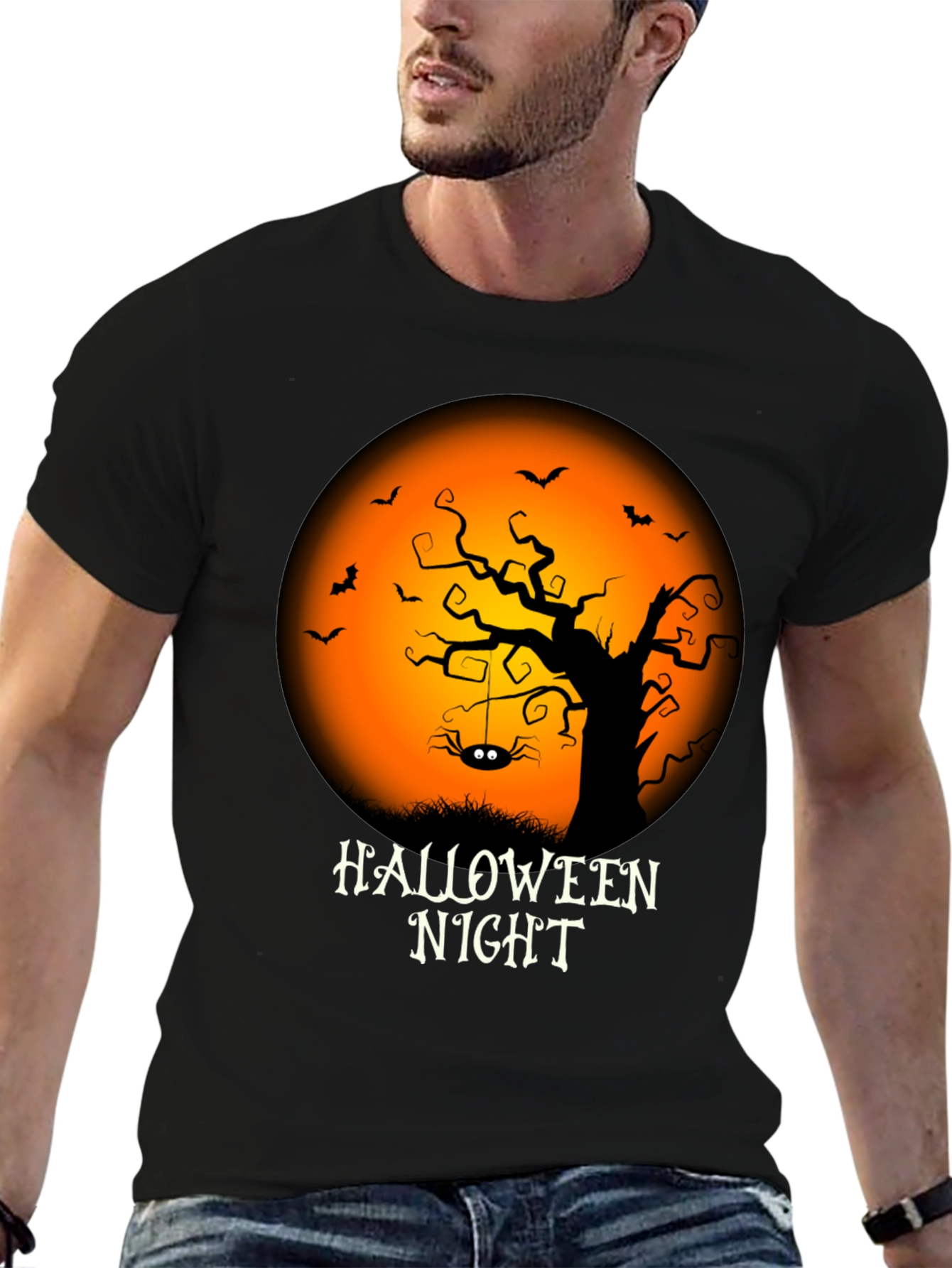 Halloween Night Graphic Tee - Spooky Season Shirt