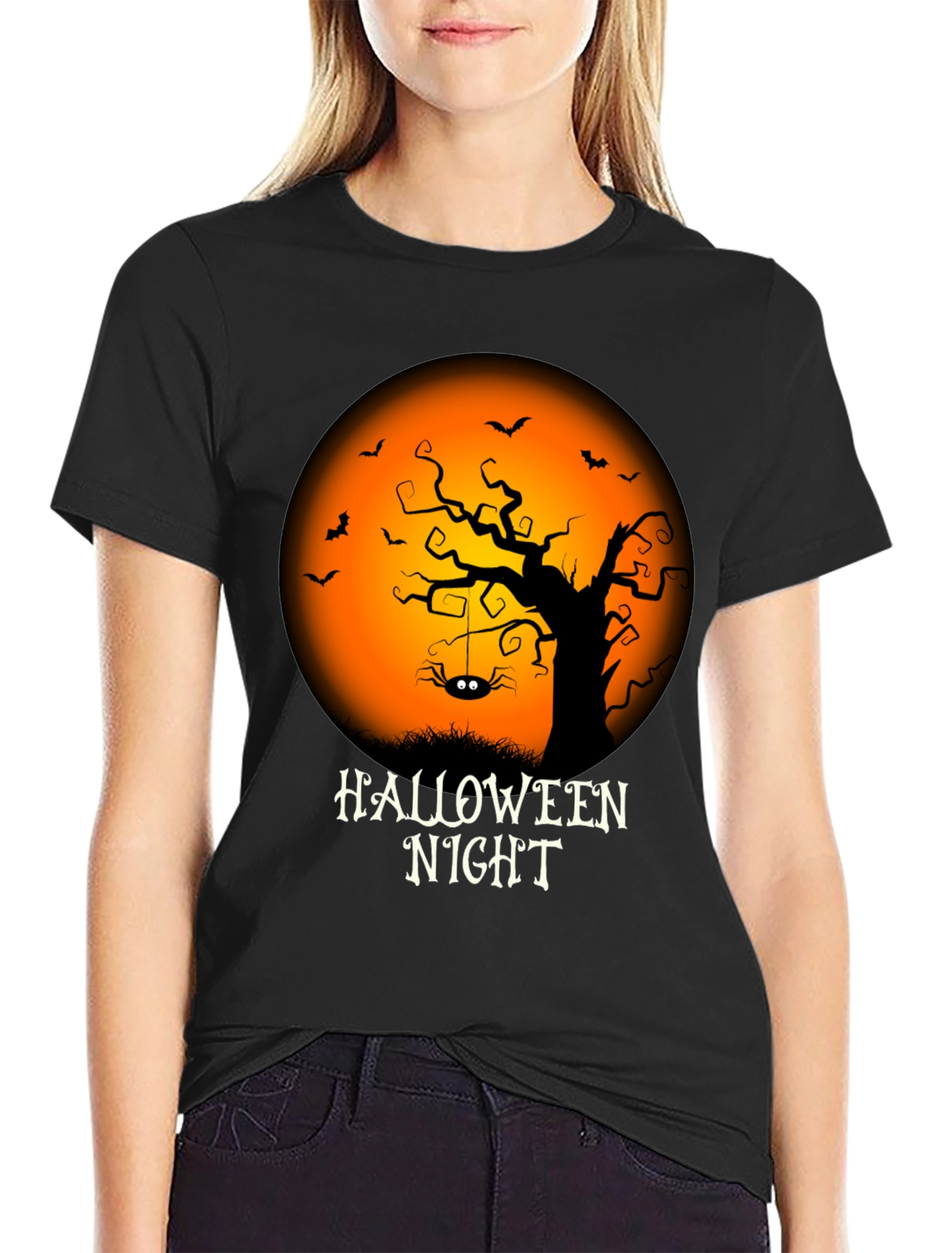 Halloween Night Graphic Tee - Spooky Season Shirt