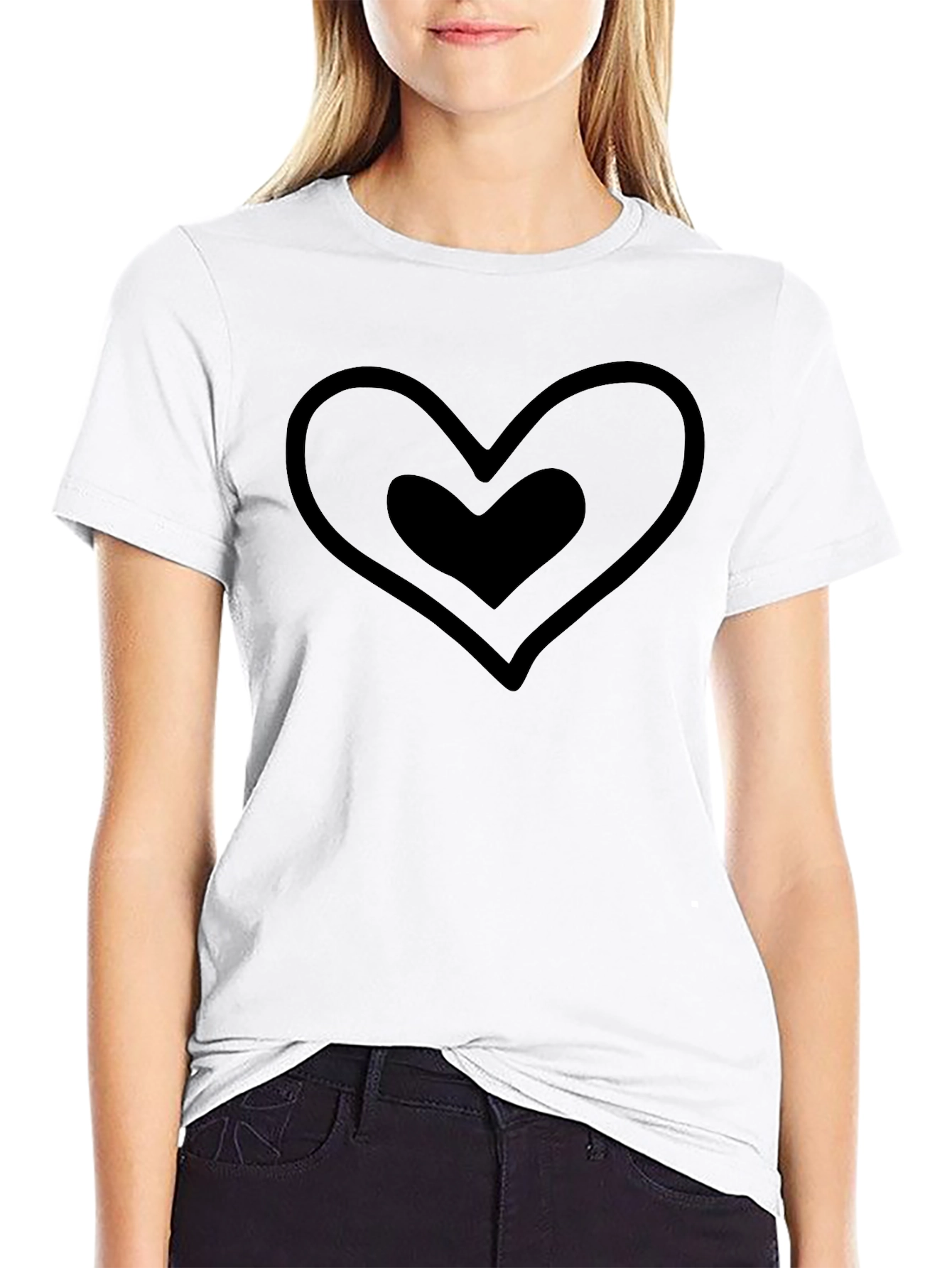 Heart Within Heart Black T-Shirt