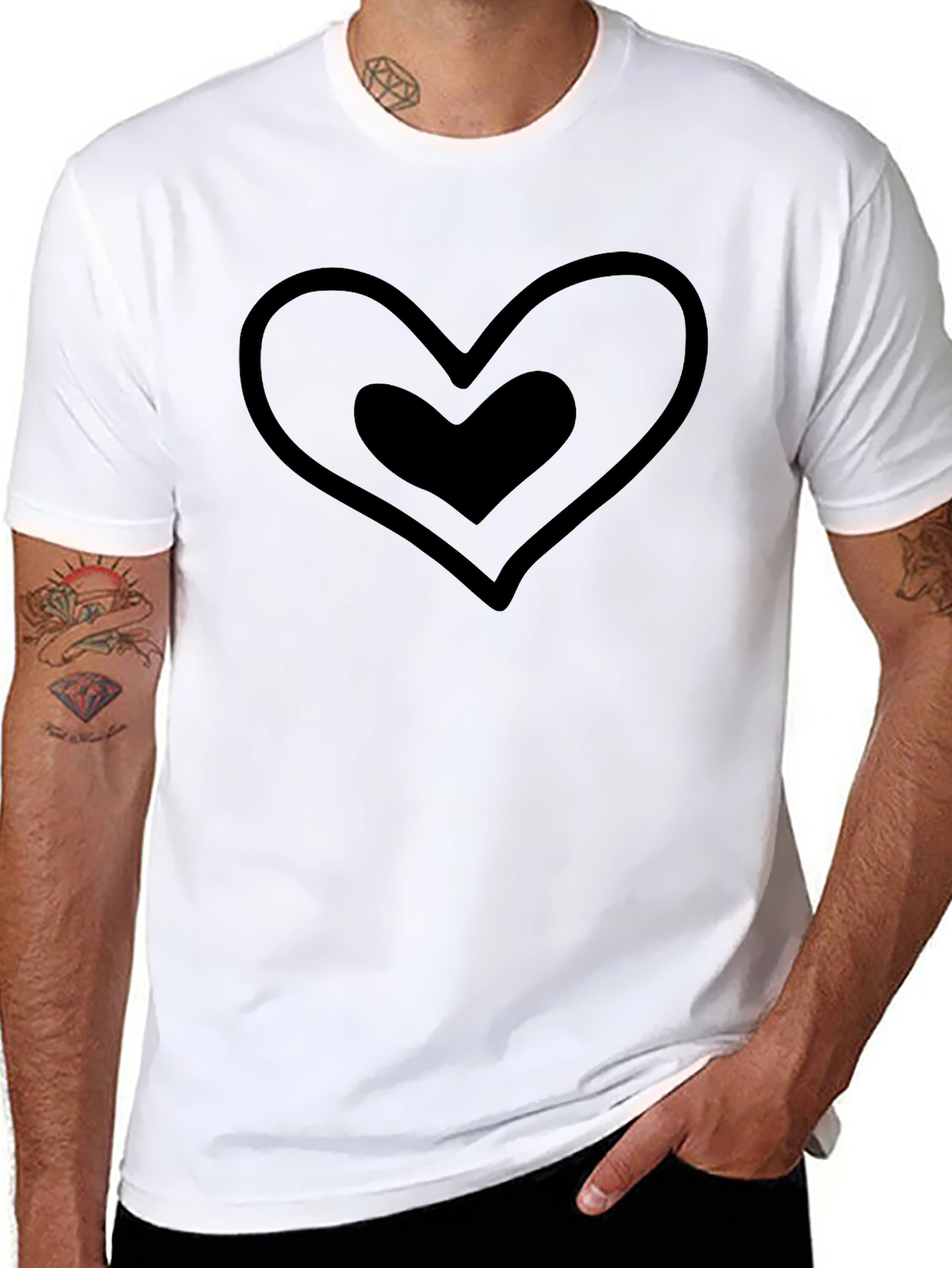 Heart Within Heart Black T-Shirt