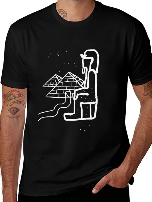 Egyptian Pyramids Graphic Tee - Black Cotton T-Shirt