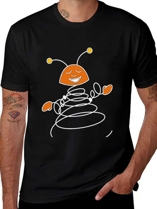 Smiling Cartoon Robot Black T-Shirt