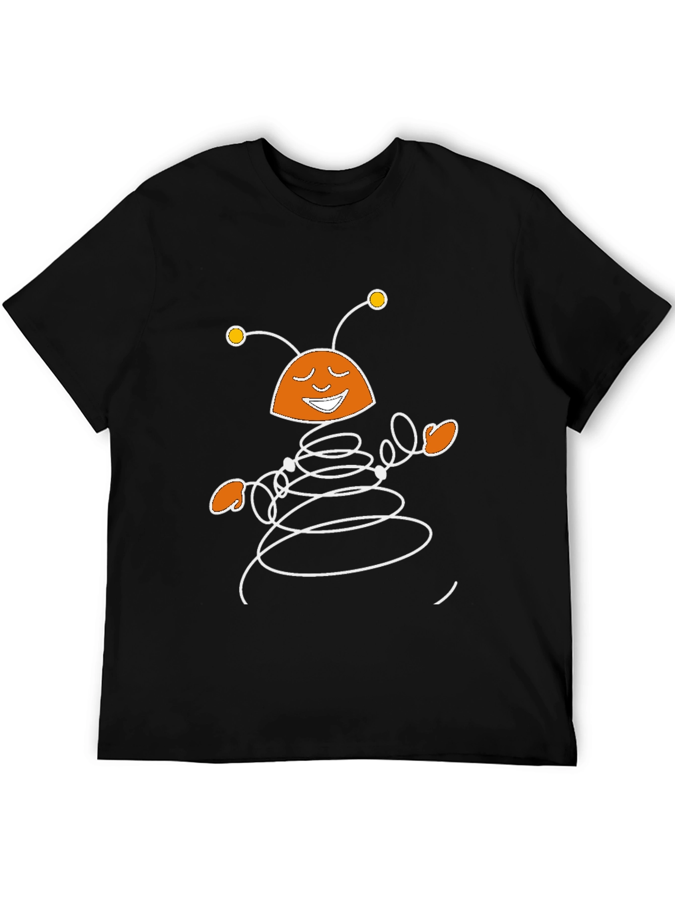 Smiling Cartoon Robot Black T-Shirt