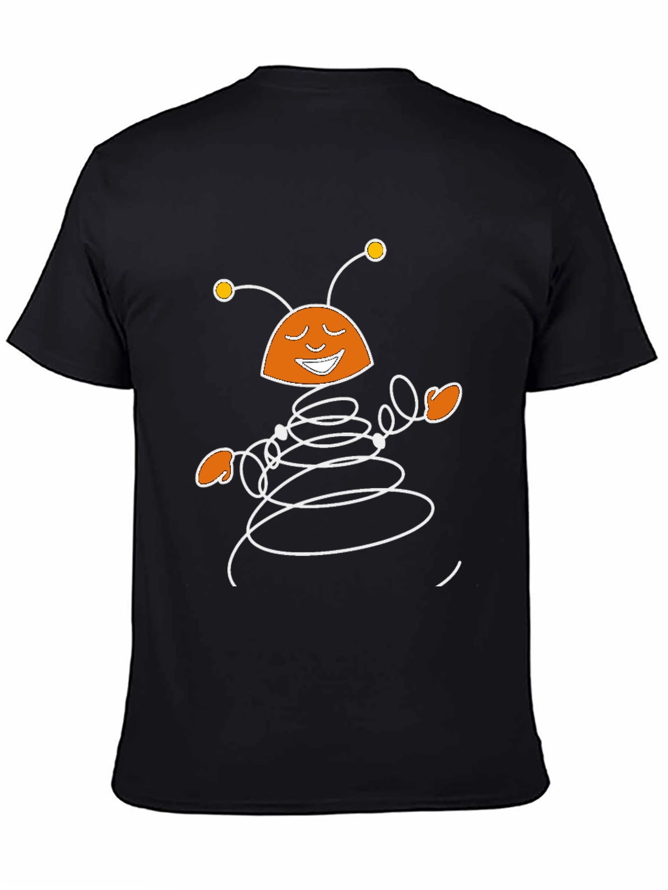 Smiling Cartoon Robot Black T-Shirt