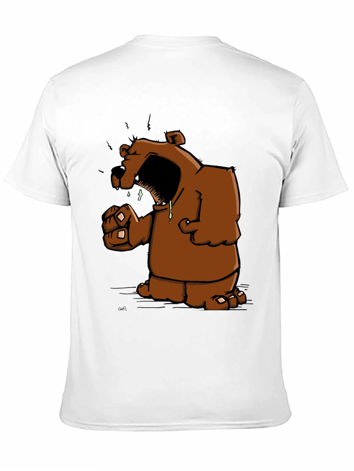 Angry Cartoon Bear Graphic Black T-Shirt
