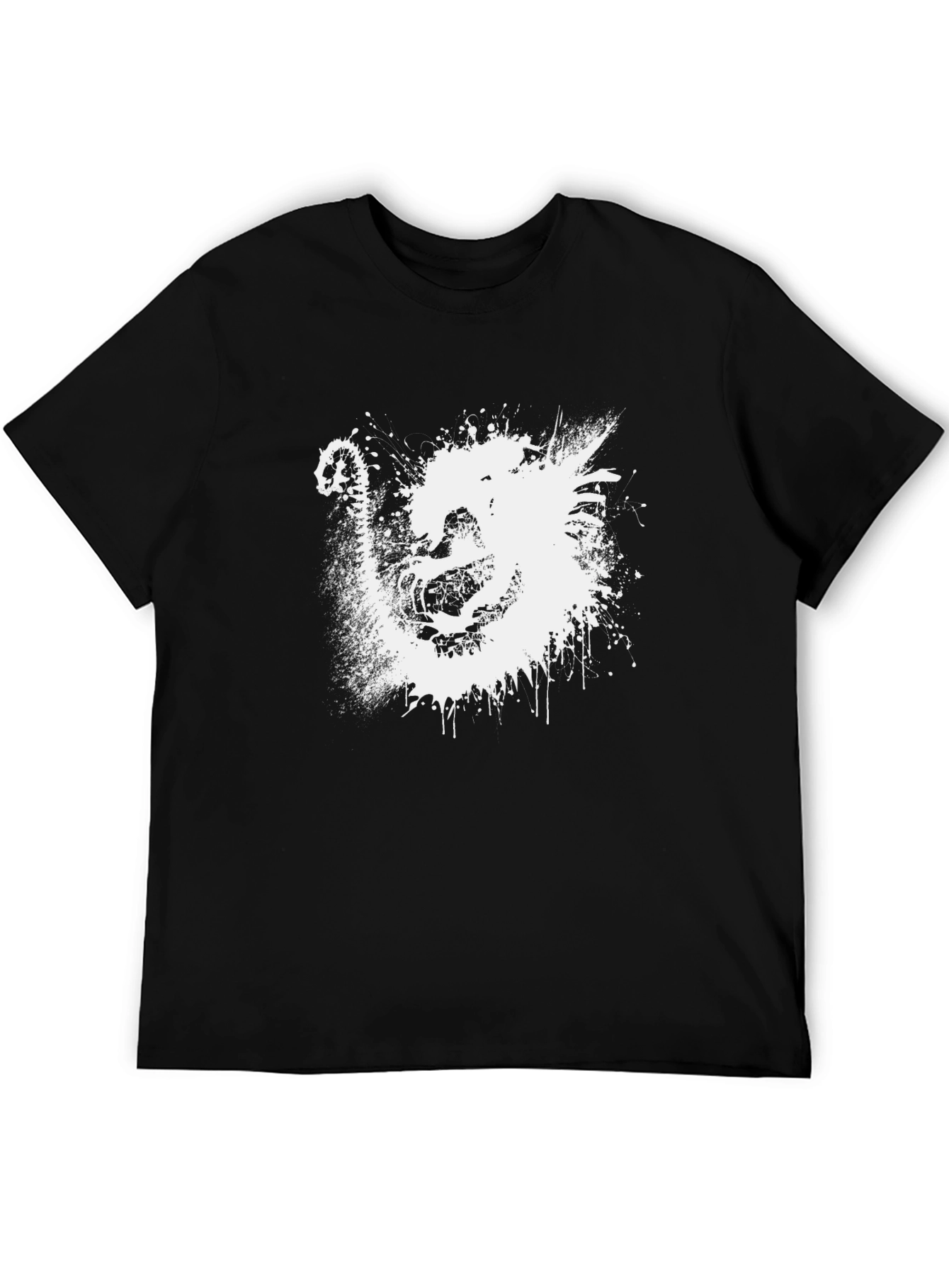 Abstract Dragon Graphic T-Shirt - Black