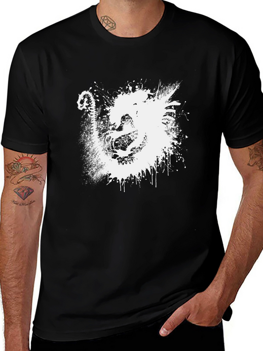 Abstract Dragon Graphic T-Shirt - Black