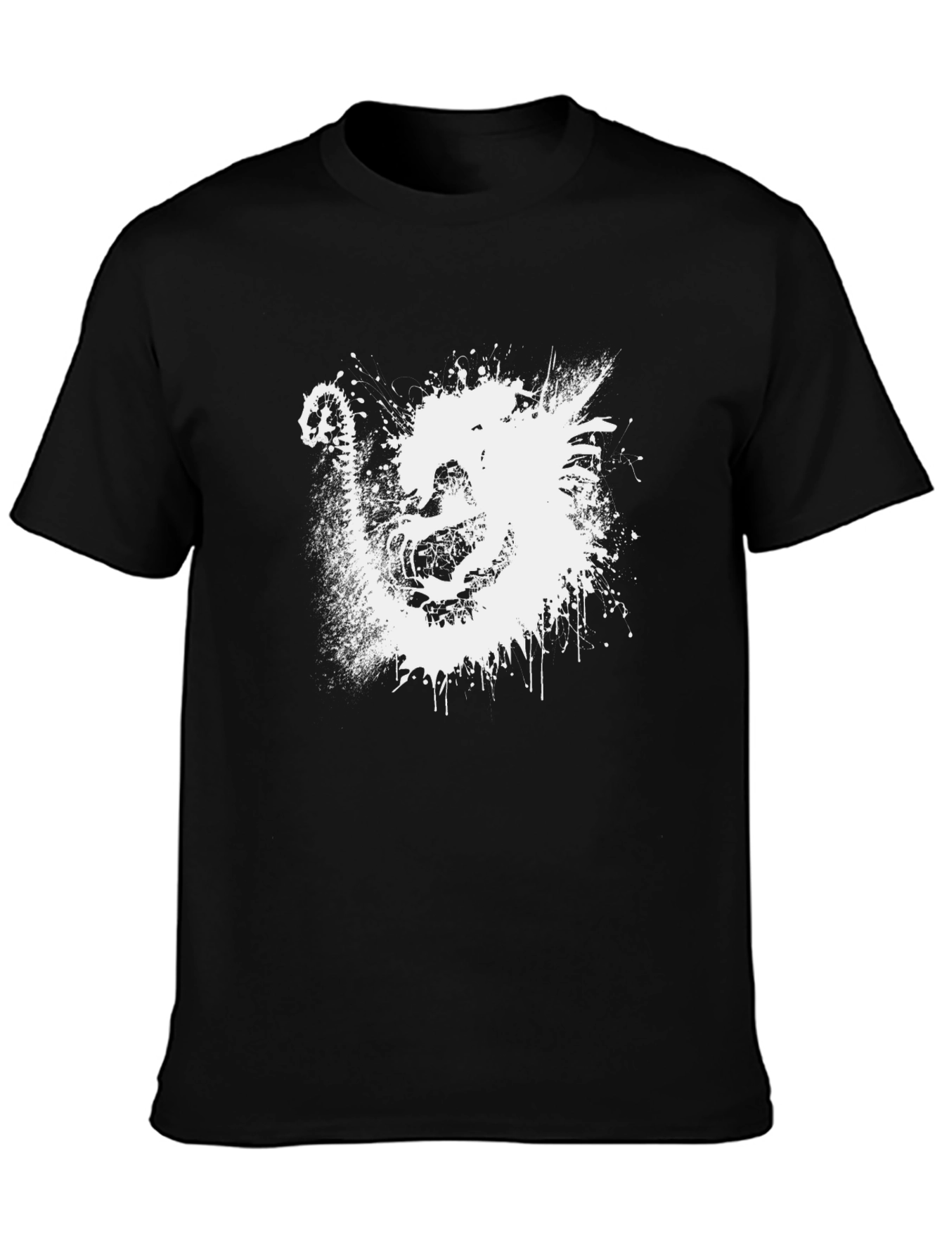 Abstract Dragon Graphic T-Shirt - Black