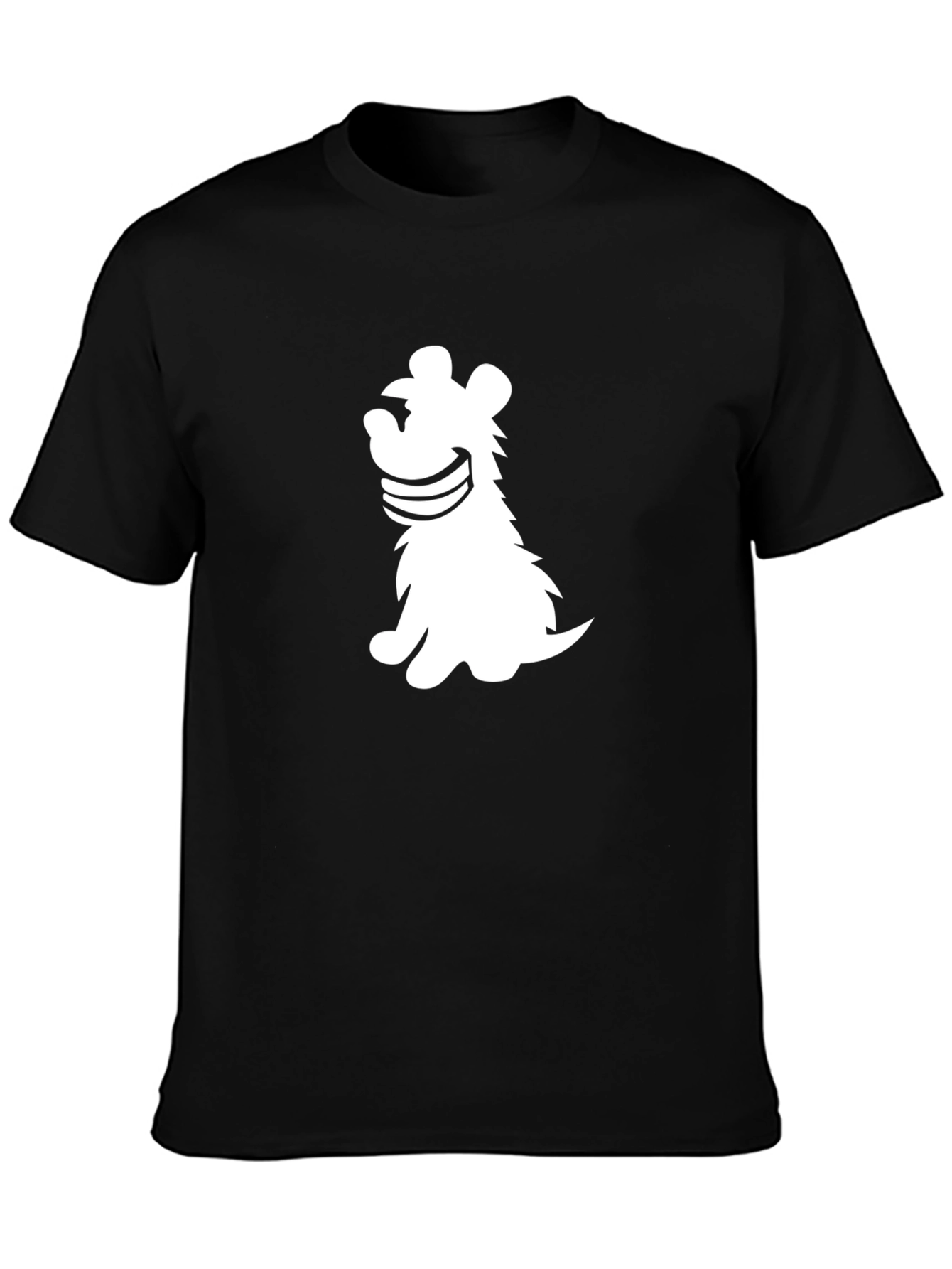 Black T-Shirt with Cartoon Dog Graphic