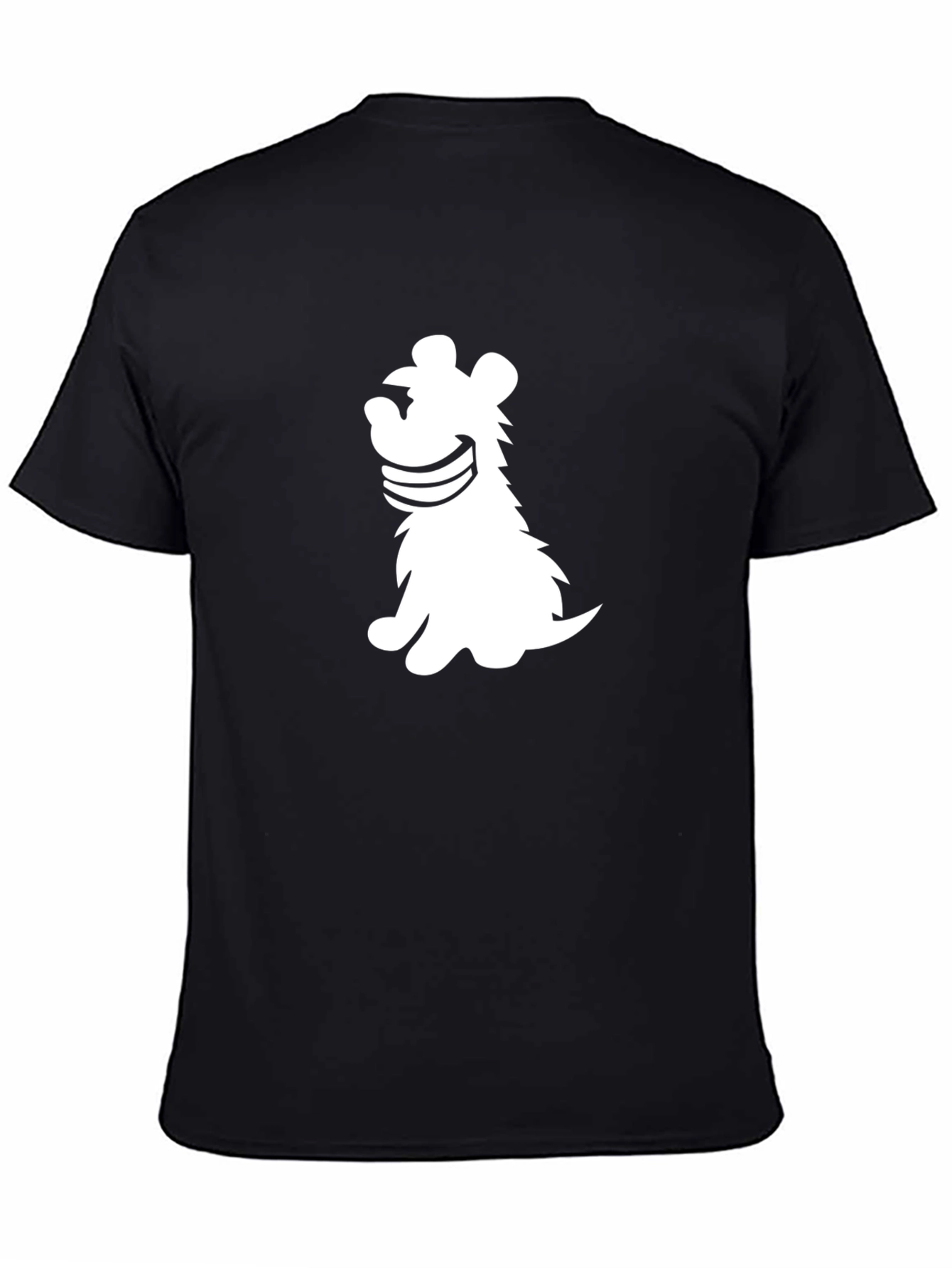 Black T-Shirt with Cartoon Dog Graphic