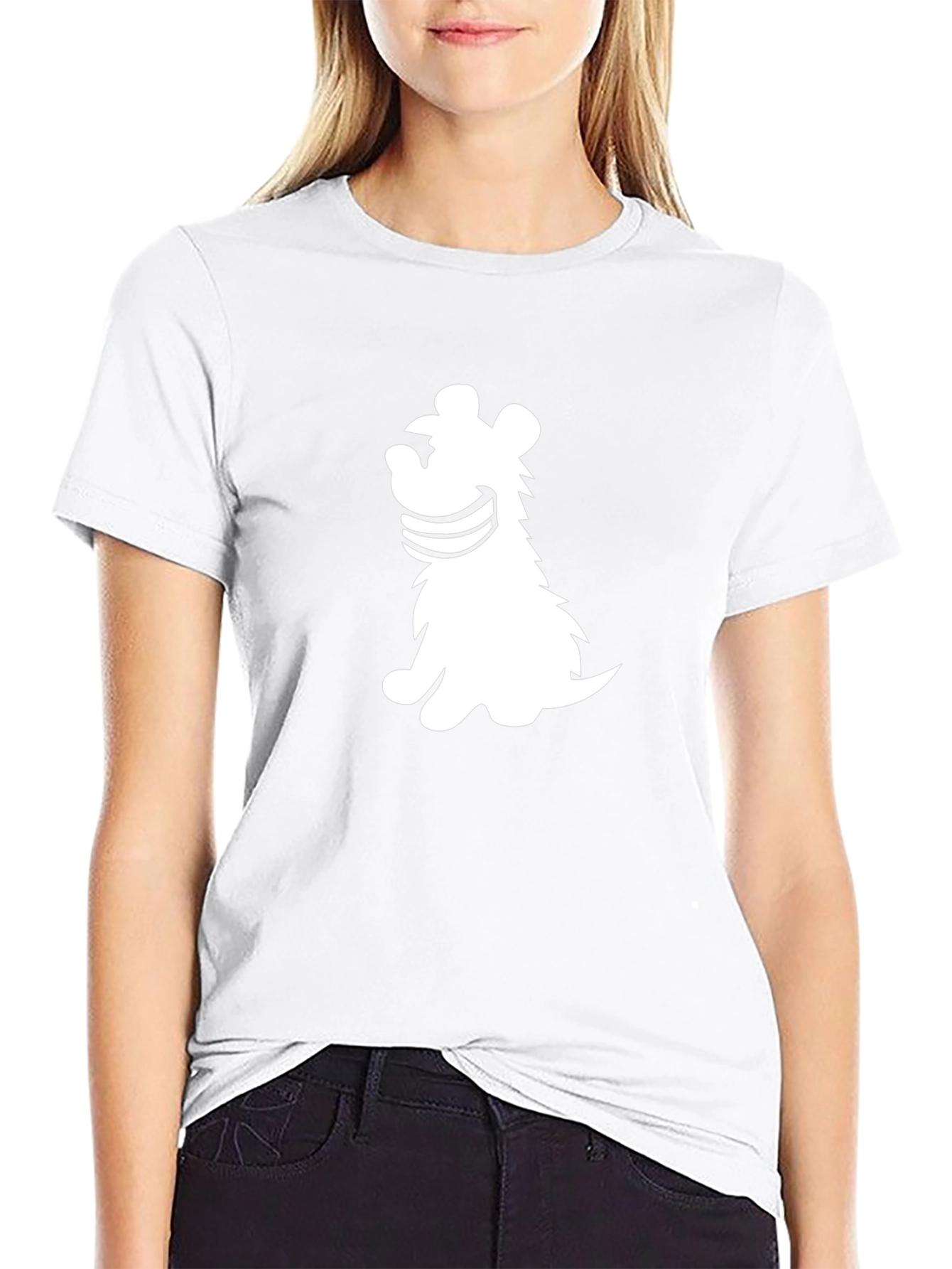Black T-Shirt with Cartoon Dog Graphic