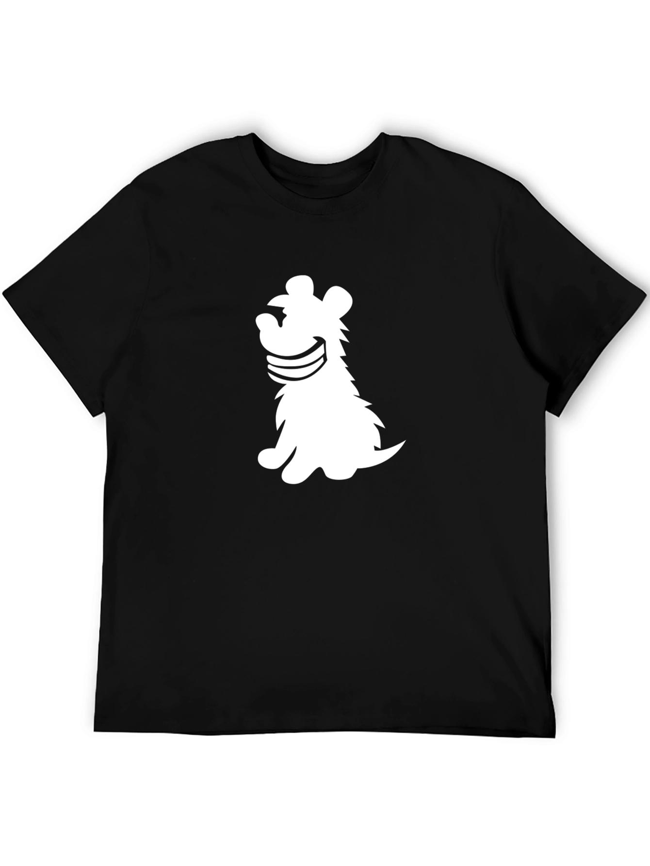 Black T-Shirt with Cartoon Dog Graphic