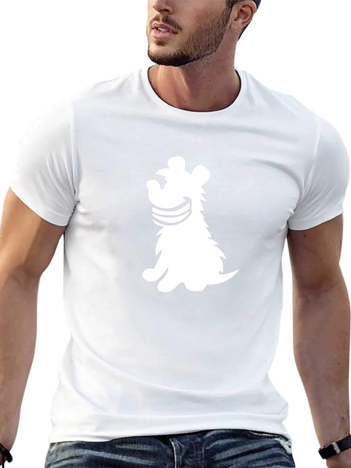 Black T-Shirt with Cartoon Dog Graphic