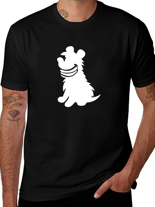 Black T-Shirt with Cartoon Dog Graphic