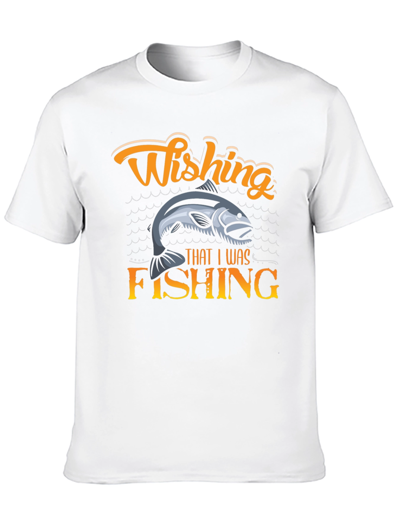 Wishing That I Was Fishing Mens Black T-Shirt