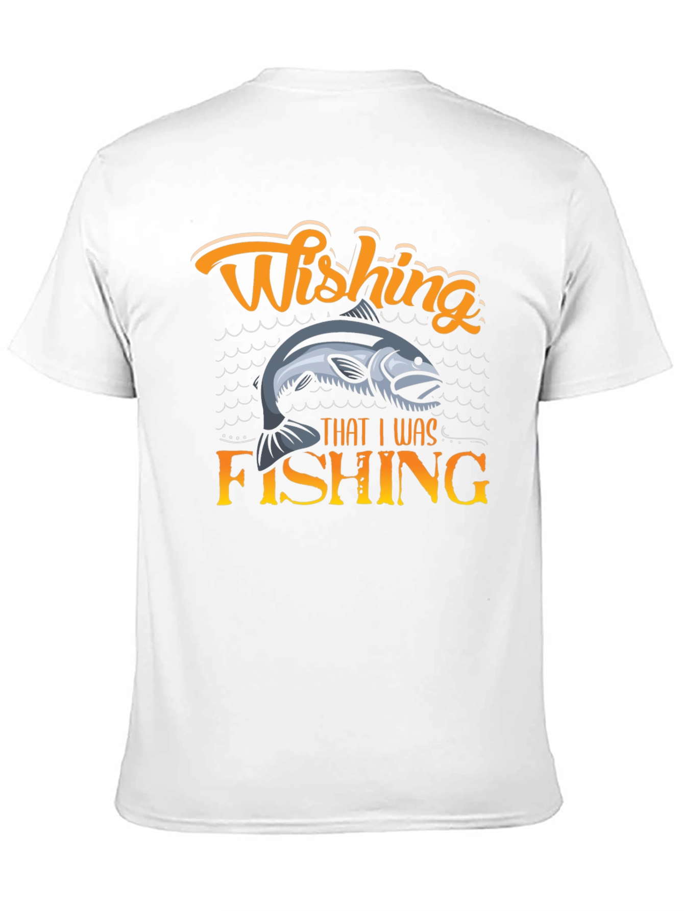 Wishing That I Was Fishing Mens Black T-Shirt