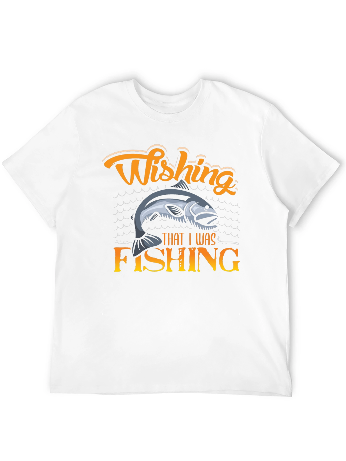 Wishing That I Was Fishing Mens Black T-Shirt