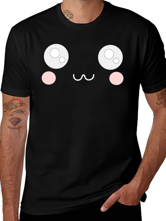 Cute Anime Face Black T-Shirt