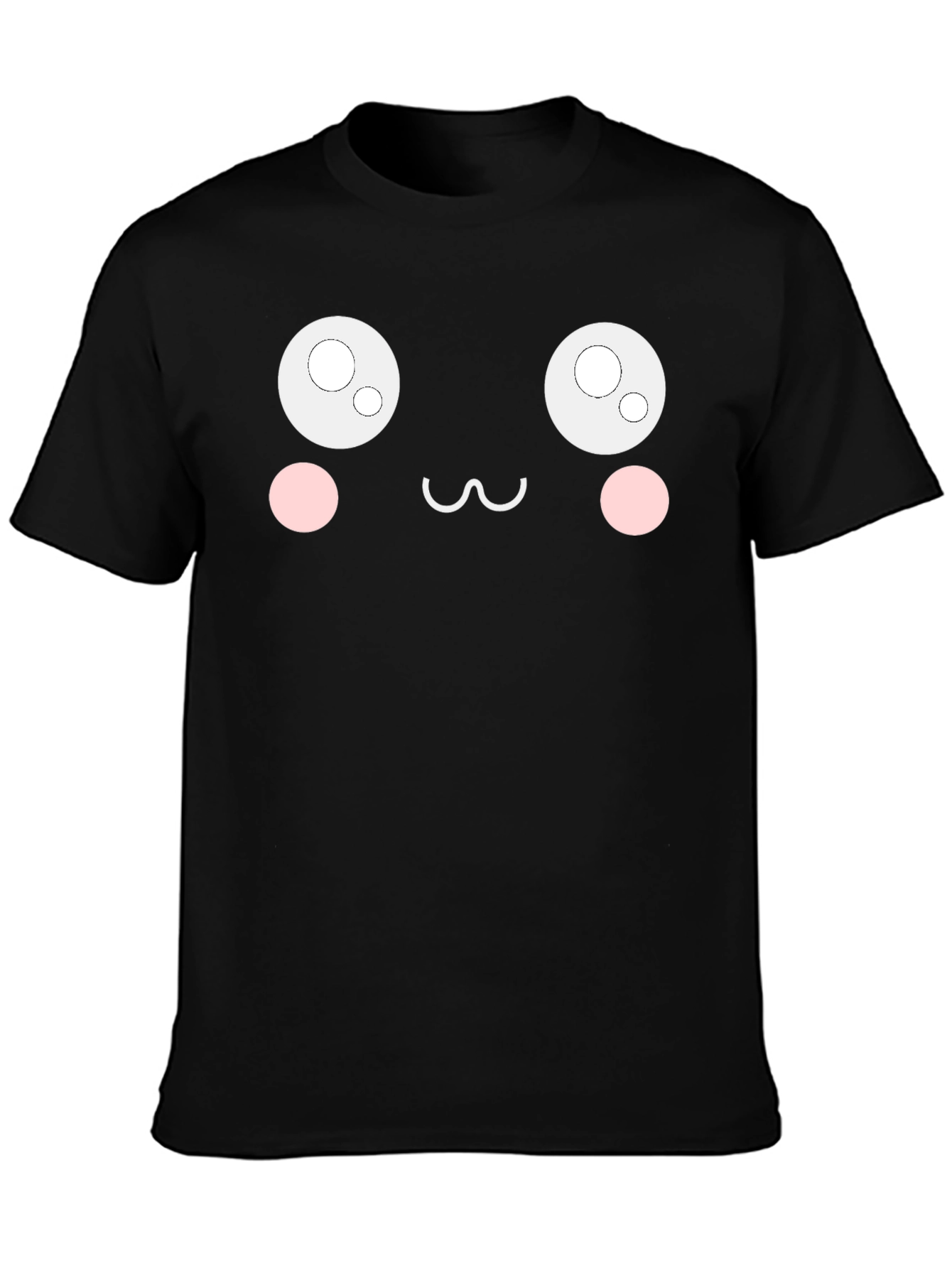 Cute Anime Face Black T-Shirt