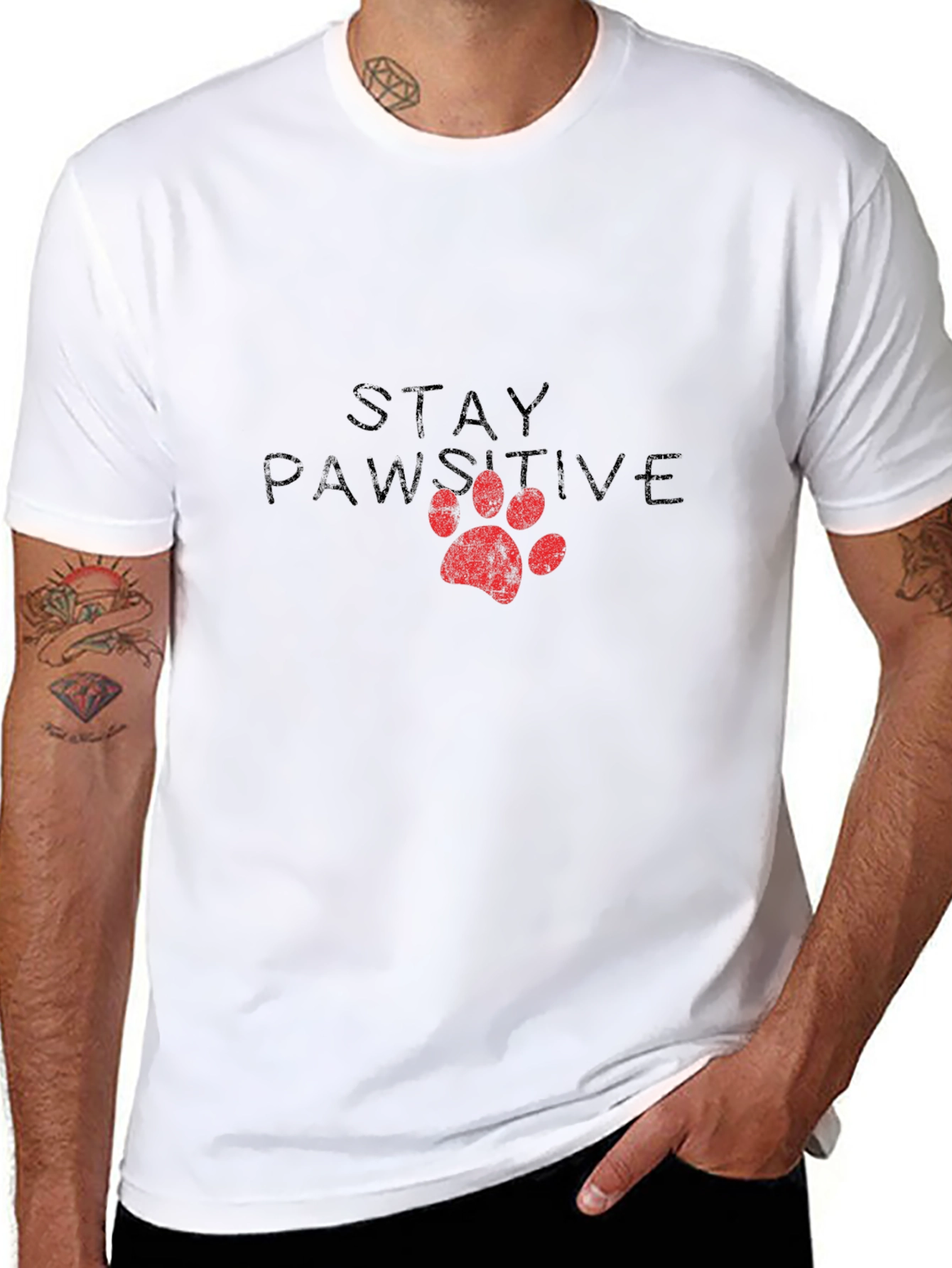 Stay Pawsitive Black Graphic Tee
