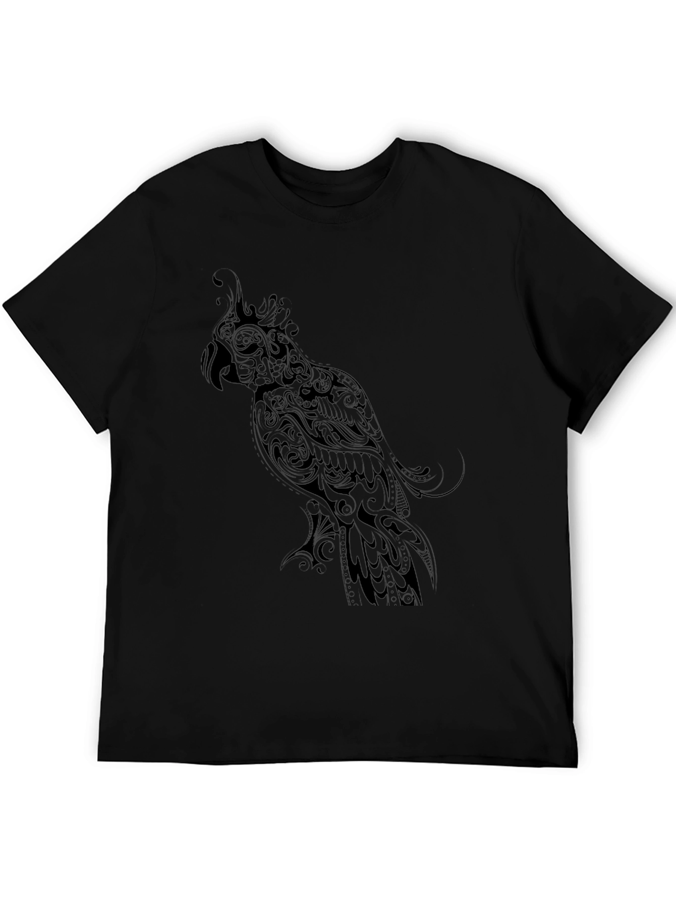 Black Parrot Graphic Tee - Stylish Bird Design