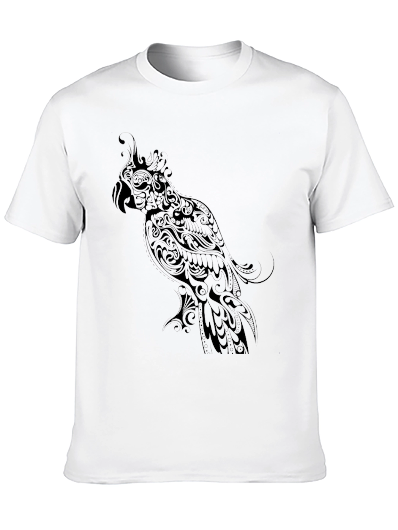 Black Parrot Graphic Tee - Stylish Bird Design