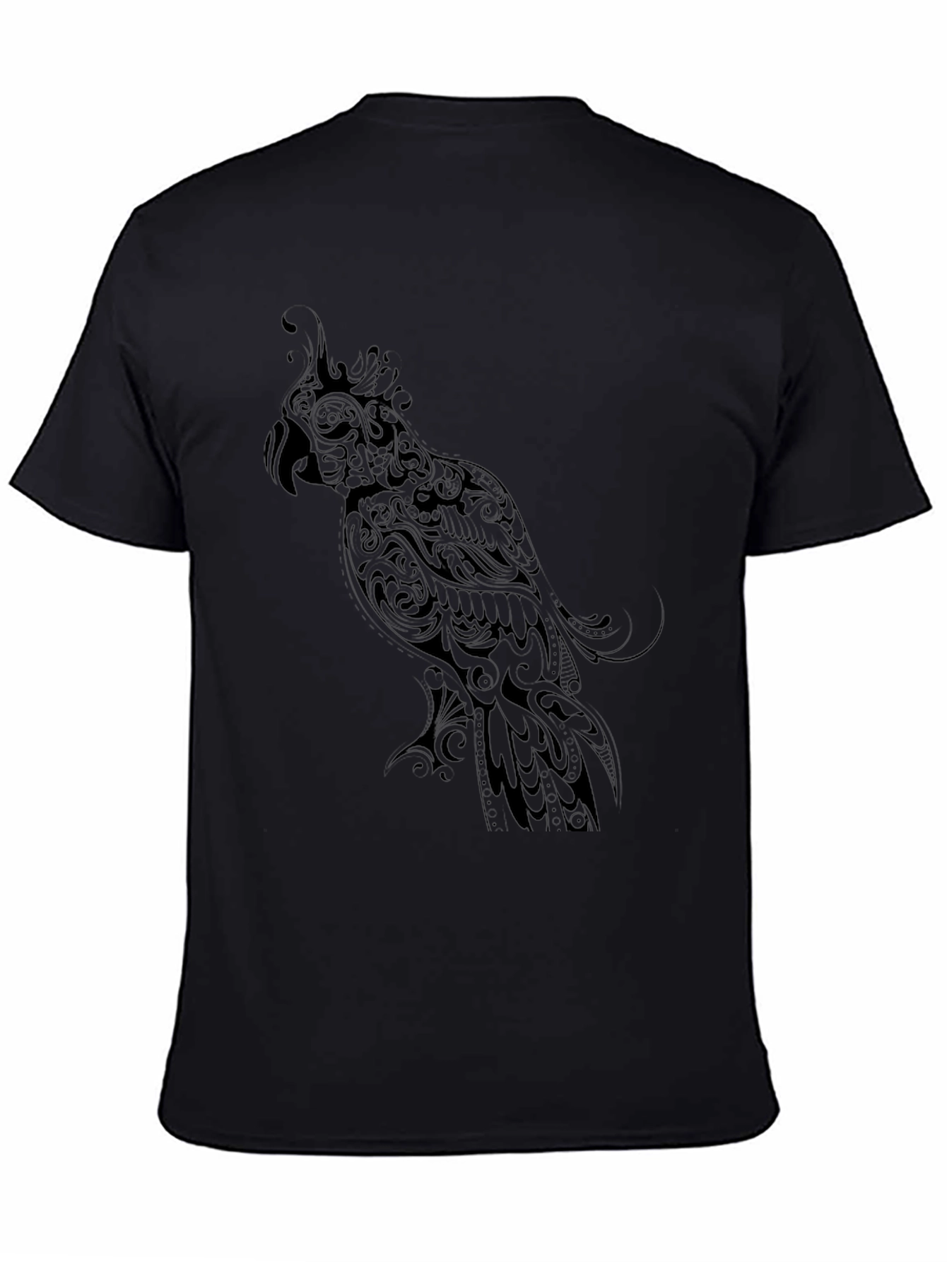Black Parrot Graphic Tee - Stylish Bird Design